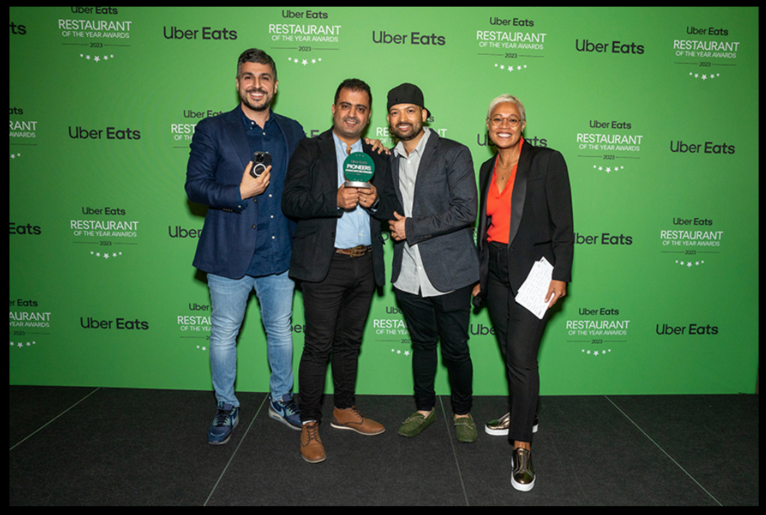 Image of Eat Lebo management accepting Uber Eats Award 2023